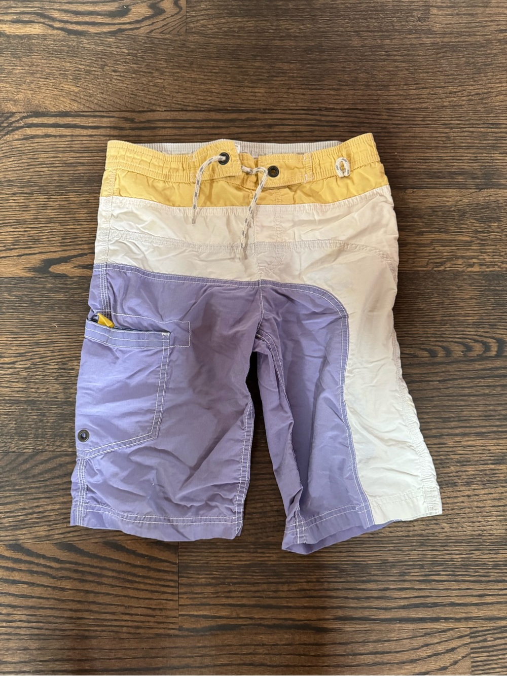 Mini Boden Kids Yellow & Cream Swim Shorts